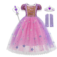 Girls Rapunzel Princess Costume Dresses Kids Summer Tangled Fancy Cosplay Dress Halloween Carnival Party Cosplay Vestido Dresses