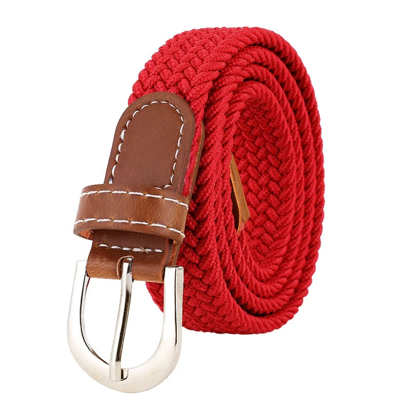 Women's elastic and elastic woven belt in one outfit, casual and versatile denim belt