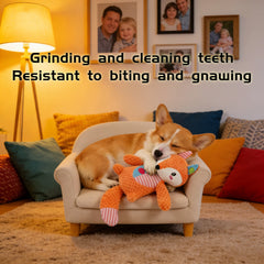 Interactive Splicing Plush Pet Toy Squeaky Bite Resistant Dog Chew Toy Teeth Cleaning Cartoon Animal Play Toy For Cats Dogs
