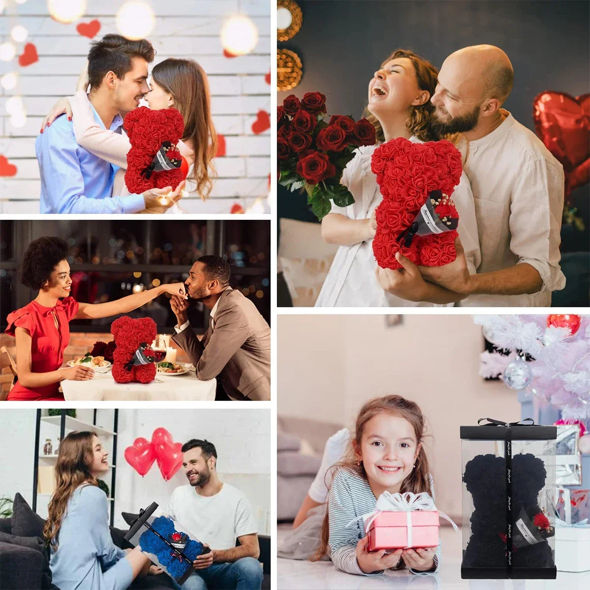 Rose Teddy Bear Mom Girlfriend Birthday Gifts Women Rose Teddy Bear Artificial Flower Anniversary Valentines Day Birthday Gift