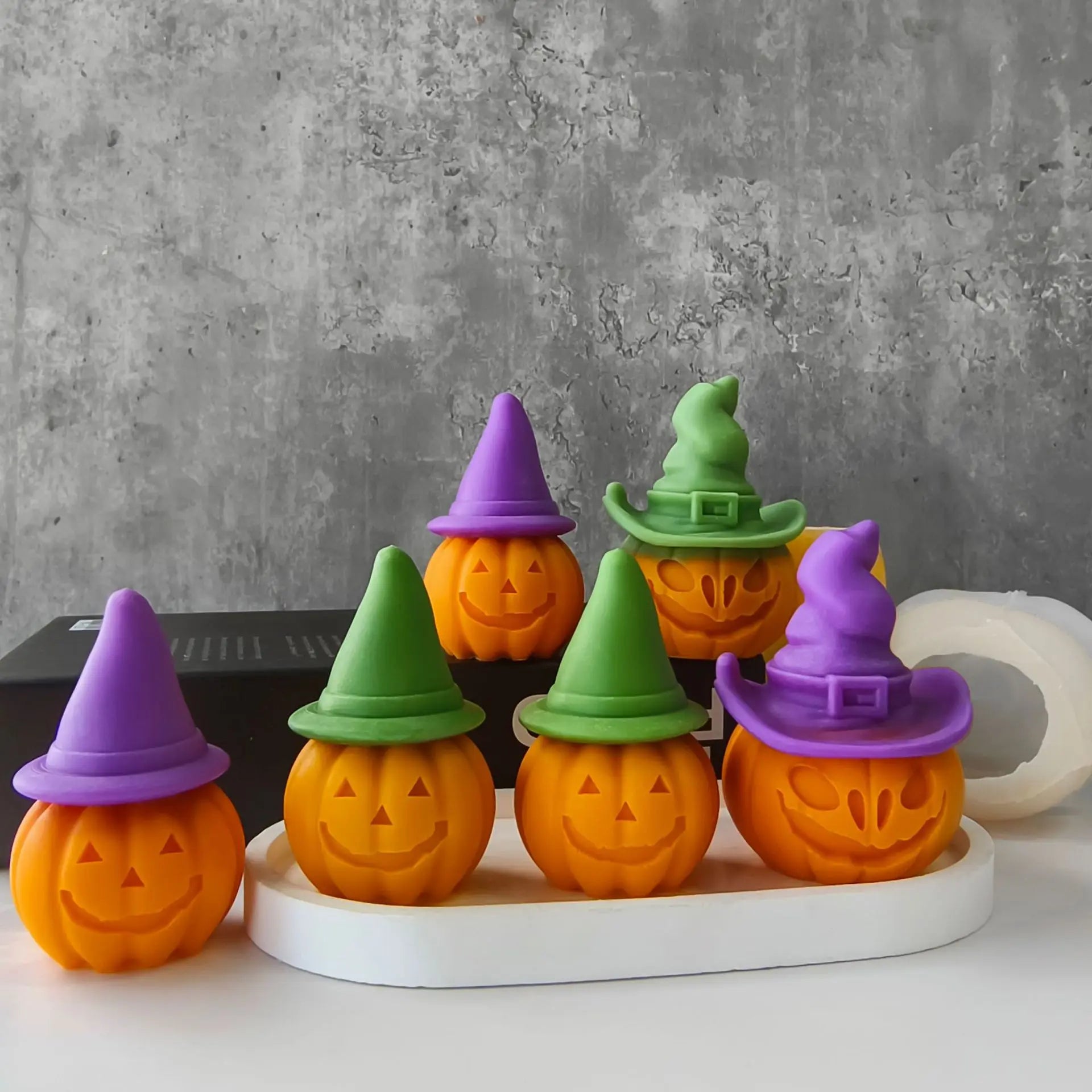 Halloween Pumpkin Aroma Candle Silicone Mold DIY Plaster Resin Ornaments Molds Halloween Decoration Candles Making