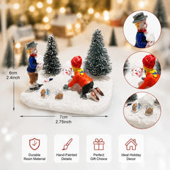 Christmas Village Set Accessories, Kids Playing Figurine, Collectible Building Scene Decoration, Home Fireplace, Holiday Decor