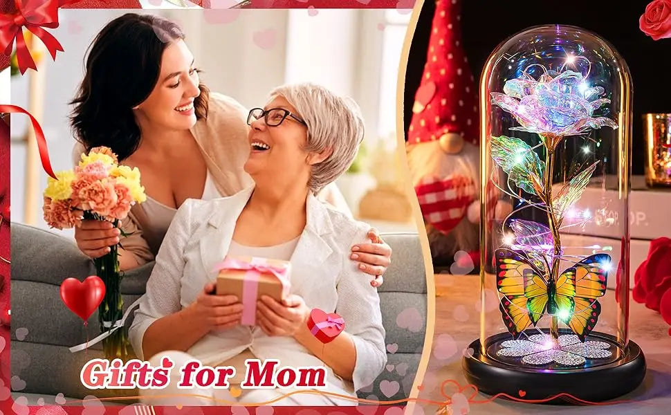 Mothers Day Rose Gifts for Mom, Galaxy Glass Rose