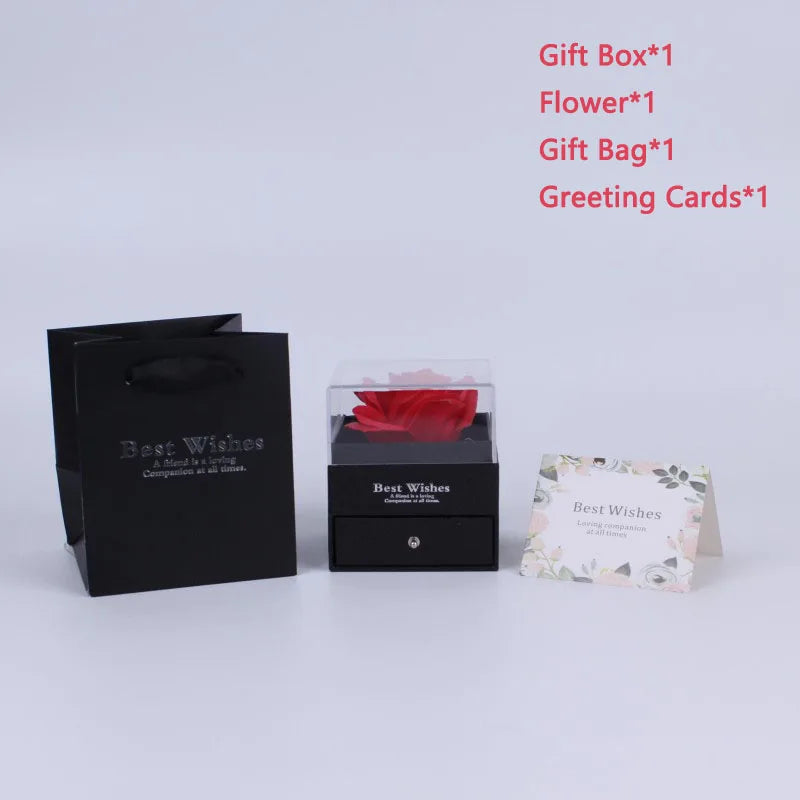 Soap Flower Rose Gift Box Elegant Infinity Jewelry Box for Girlfriend Wife Christmas Valentine's Day Anniversary Gift