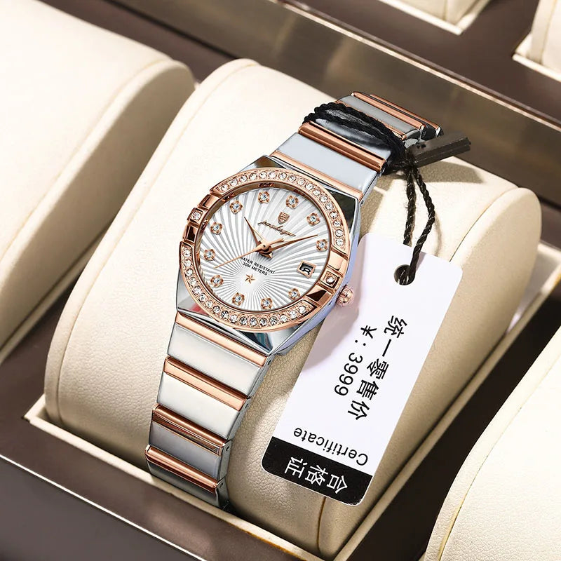 Luxury Diamond Brand Womens Watches Top Waterproof Ultra Thin Ladies Watch Rose Gold Luminous Calendar Quartz Clock Female 2024