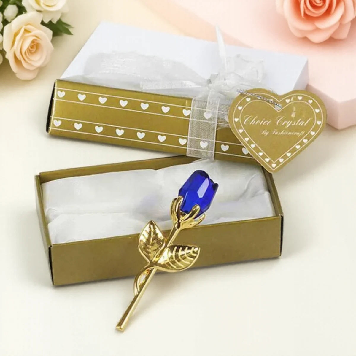 Crystal Metal Roses Gift for Girlfriend Wedding Home Decor Mini Model Ornament Valentine Day Promotion