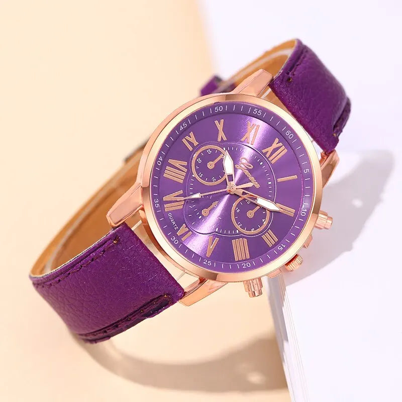 Reloj Mujer Fashion Women Watches Ladies Purple Leather Quartz Wrist Watch for Women Bussiness Casual Watch Relogio Feminino