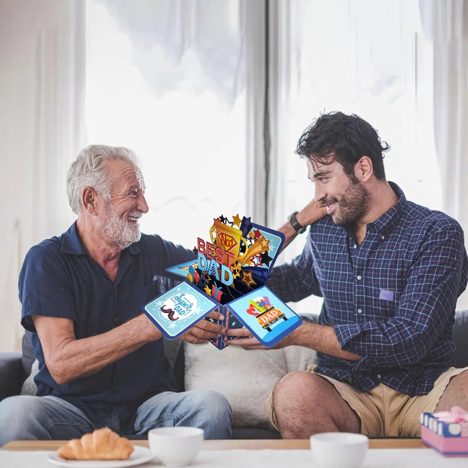 3D Pop Up Father's Day Card Handmade Best Dad Birthday Gift with Note & Envelope - Thank You Card for Dad from Daughter Son