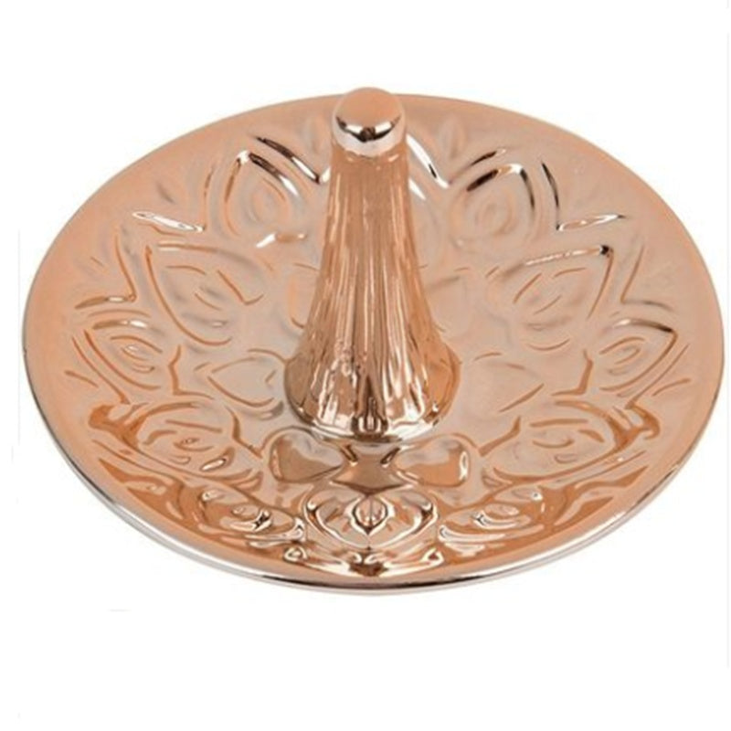 American Ceramic White Ring Holder Dresser Organizer Embossed