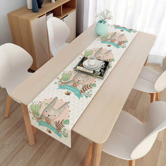 Easter Table Runner Party Decoration Dining Egg Rabbit Tablecloth Linen Double Layer Flag