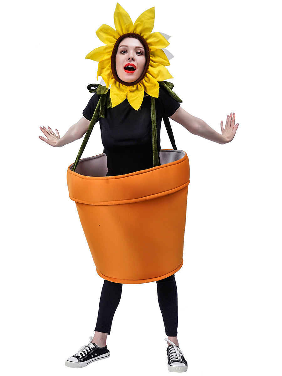Funny Sunflower Pot Planting Clothes Stage Costume