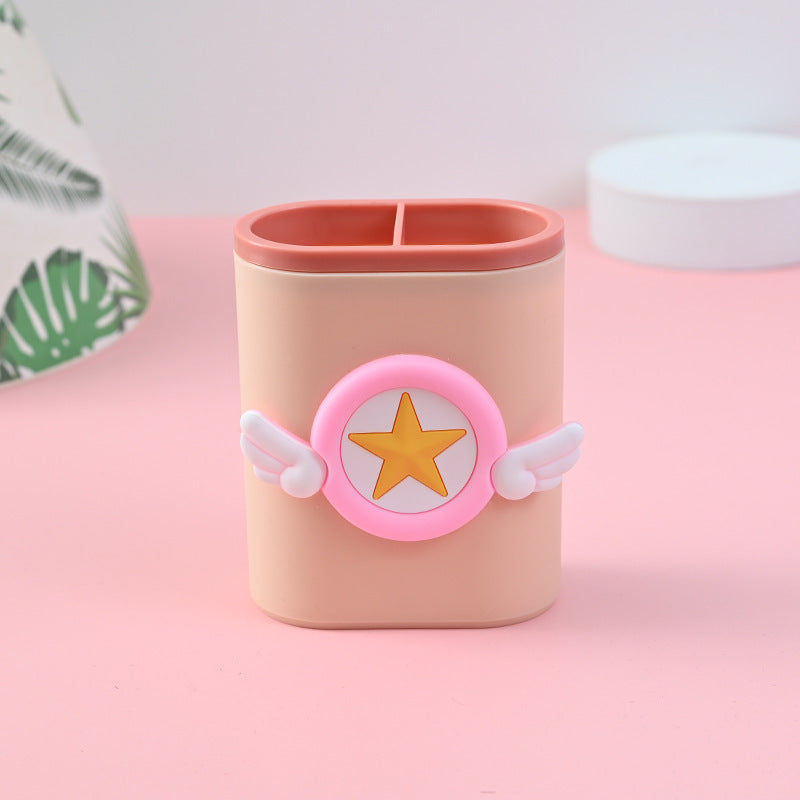 Cartoon Pen Holder Student Stationery Desktop Organizer