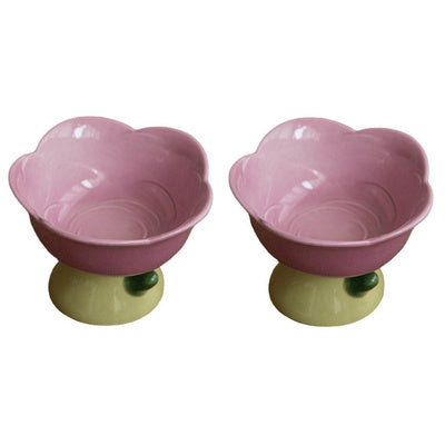 Ceramic Protection Cervical Vertebra Anti-overturningCat Dog Flower Bowl