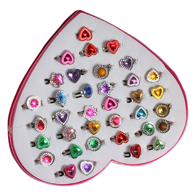 Children's Toy Ring Girl Cartoon Jewelry Play House Toy Princess Box Jewelry