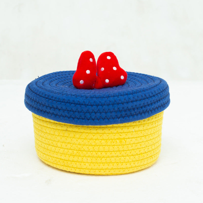 Cartoon Bow Cotton Rope Organizer Basket