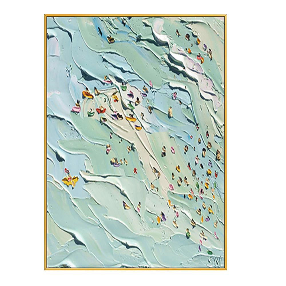 Hand Painted Beach Thick Oil Canvas Painting Wall Art Home Decor