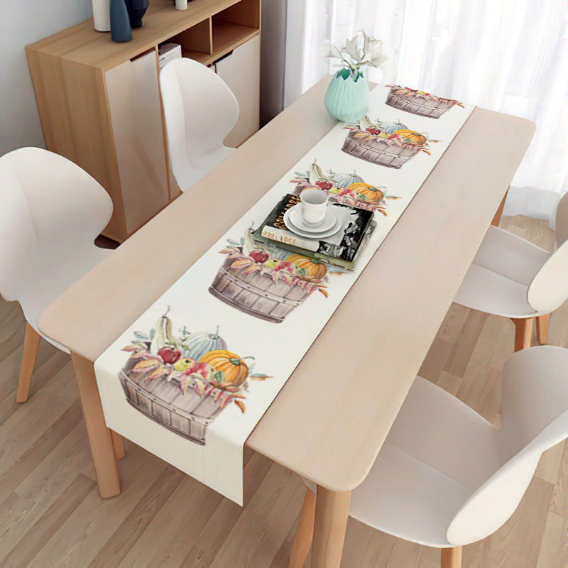 Easter Table Runner Party Decoration Dining Egg Rabbit Tablecloth Linen Double Layer Flag