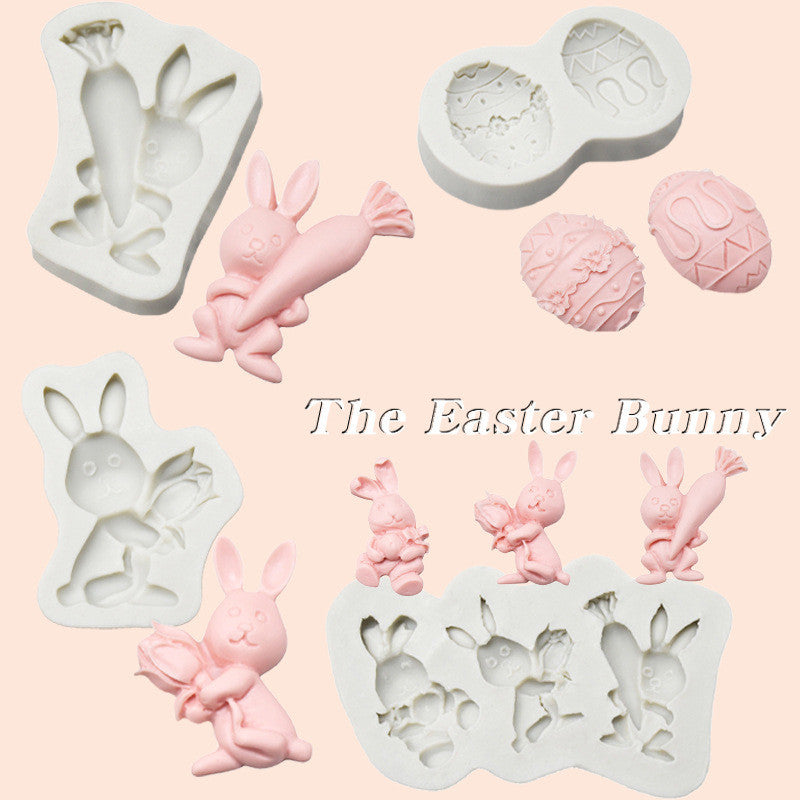 Easter Egg Bunny Fondant Cake Baking Silicone Mold