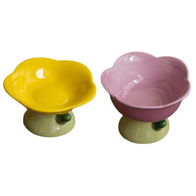 Ceramic Protection Cervical Vertebra Anti-overturningCat Dog Flower Bowl
