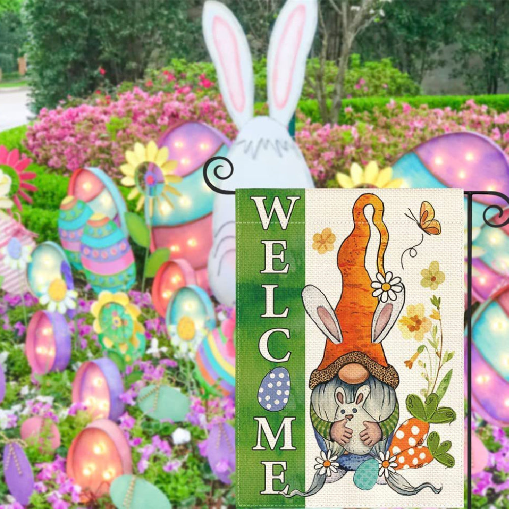 Easter Garden Banner Double-sided Digital Printing Linen Flag