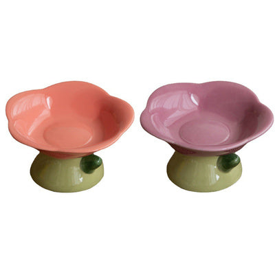 Ceramic Protection Cervical Vertebra Anti-overturningCat Dog Flower Bowl