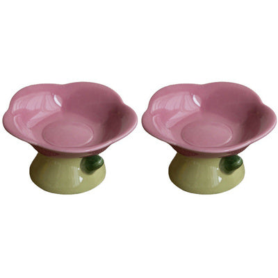 Ceramic Protection Cervical Vertebra Anti-overturningCat Dog Flower Bowl