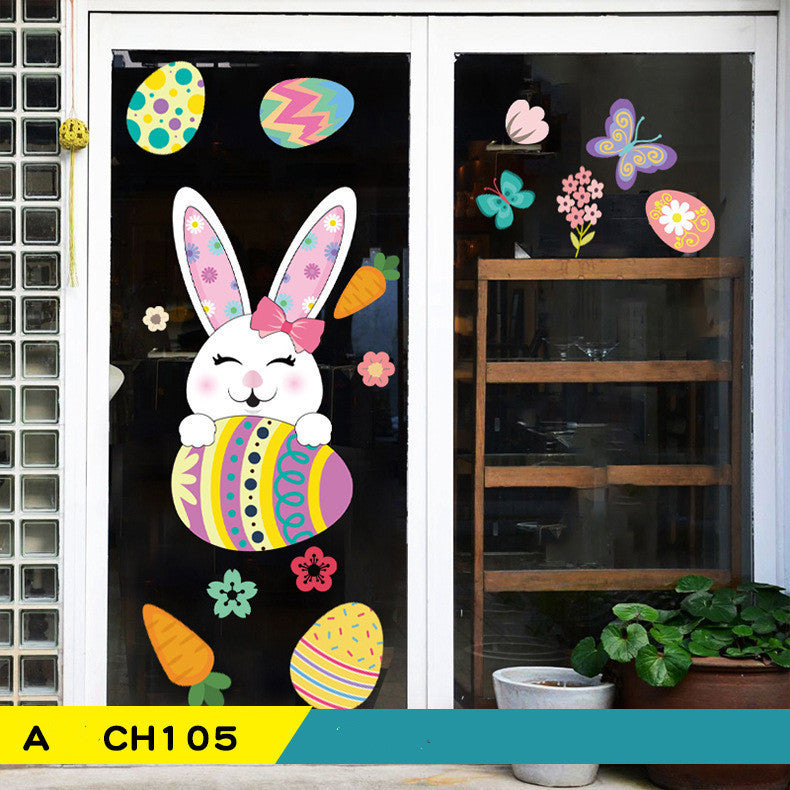 Cartoon Egg Easter Wall Sticker Window Glass Festive Decoration