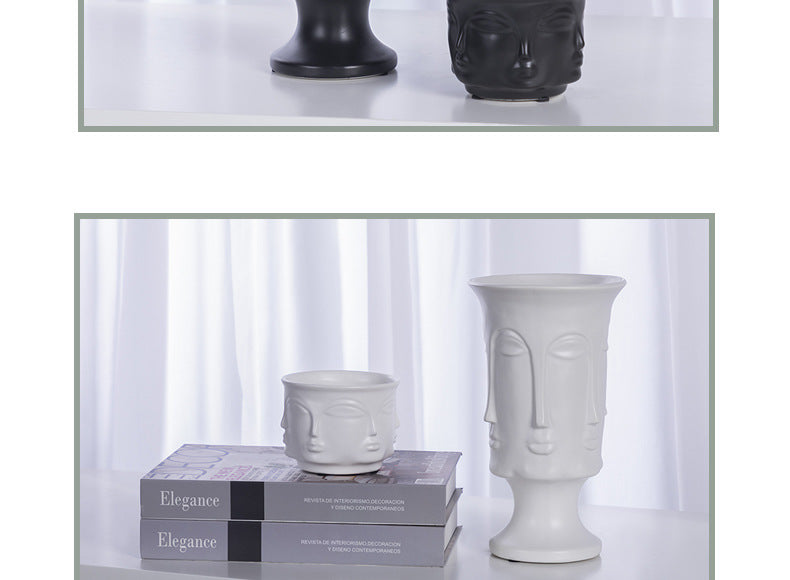 Electroplating Decoration Ceramic Electroplating Vase Ceramic Flower Pot Art Face Vase