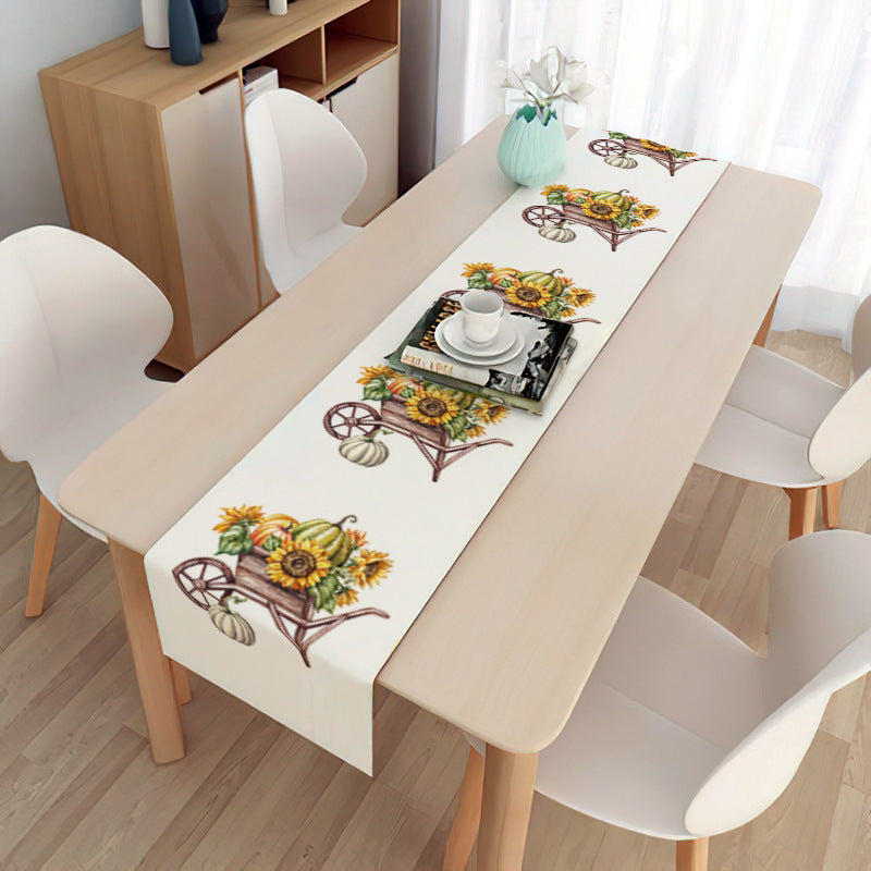 Easter Table Runner Party Decoration Dining Egg Rabbit Tablecloth Linen Double Layer Flag