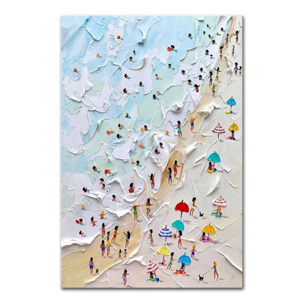 Hand Painted Beach Thick Oil Canvas Painting Wall Art Home Decor