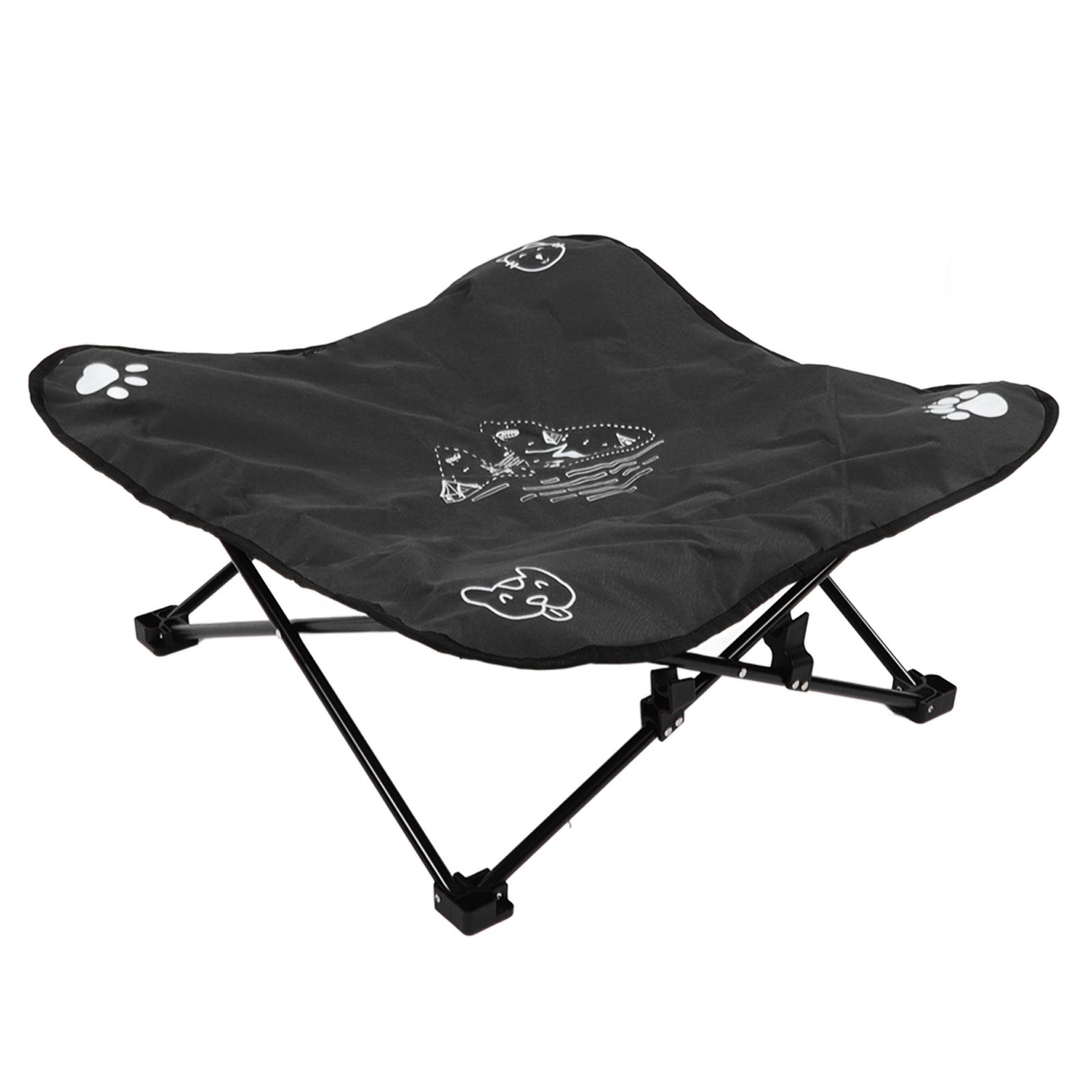 Elevated Dog Bed Foldable Portable Aluminum Alloy Bracket Soft Cushion Dog Cots Beds for Outdoors Camping Black