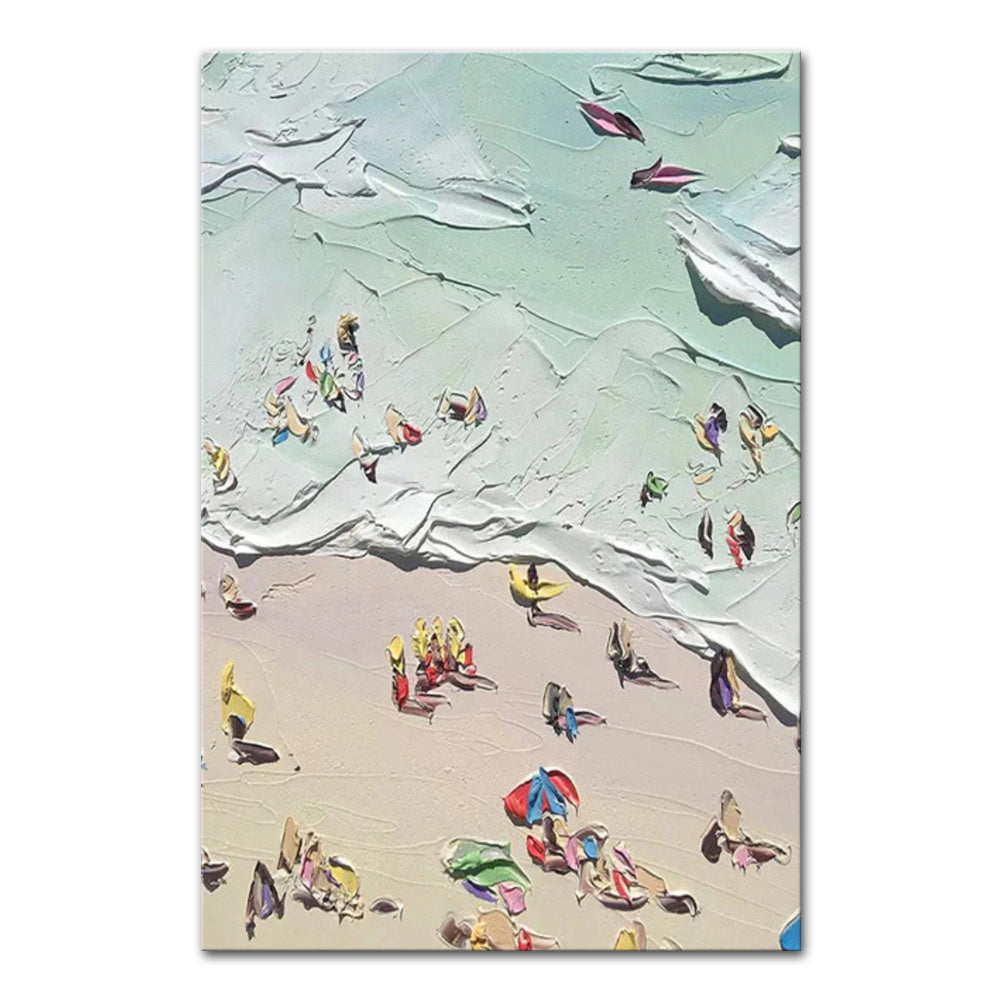 Hand Painted Beach Thick Oil Canvas Painting Wall Art Home Decor
