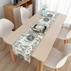 Easter Table Runner Party Decoration Dining Egg Rabbit Tablecloth Linen Double Layer Flag