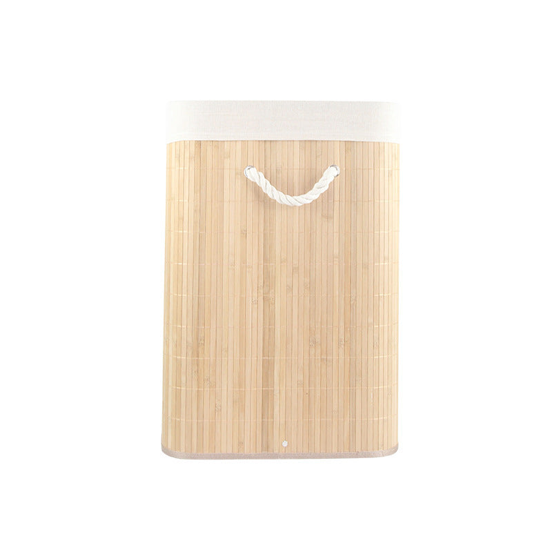 Folding Bamboo Laundry Basket Storage Organizer With Lid
