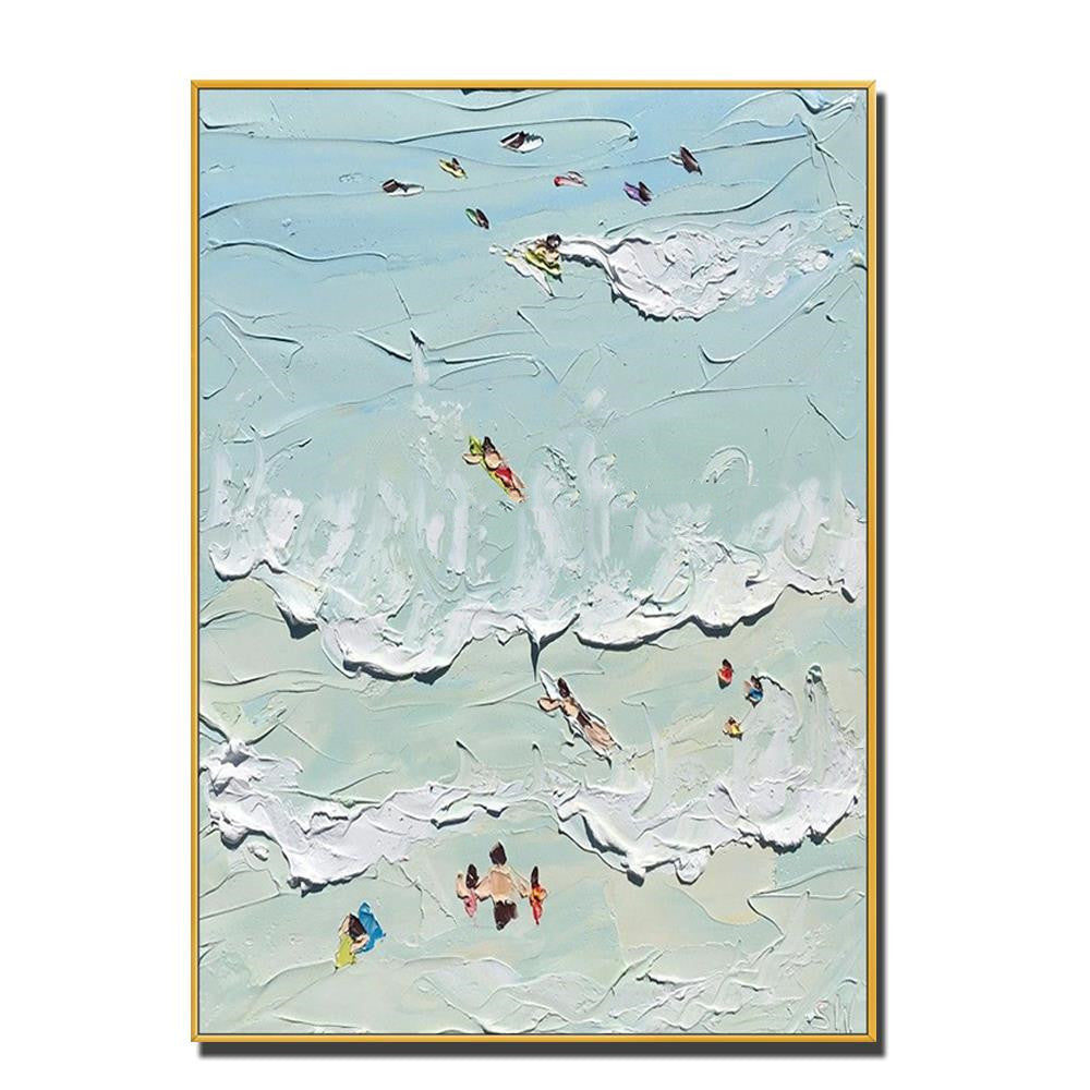 Hand Painted Beach Thick Oil Canvas Painting Wall Art Home Decor