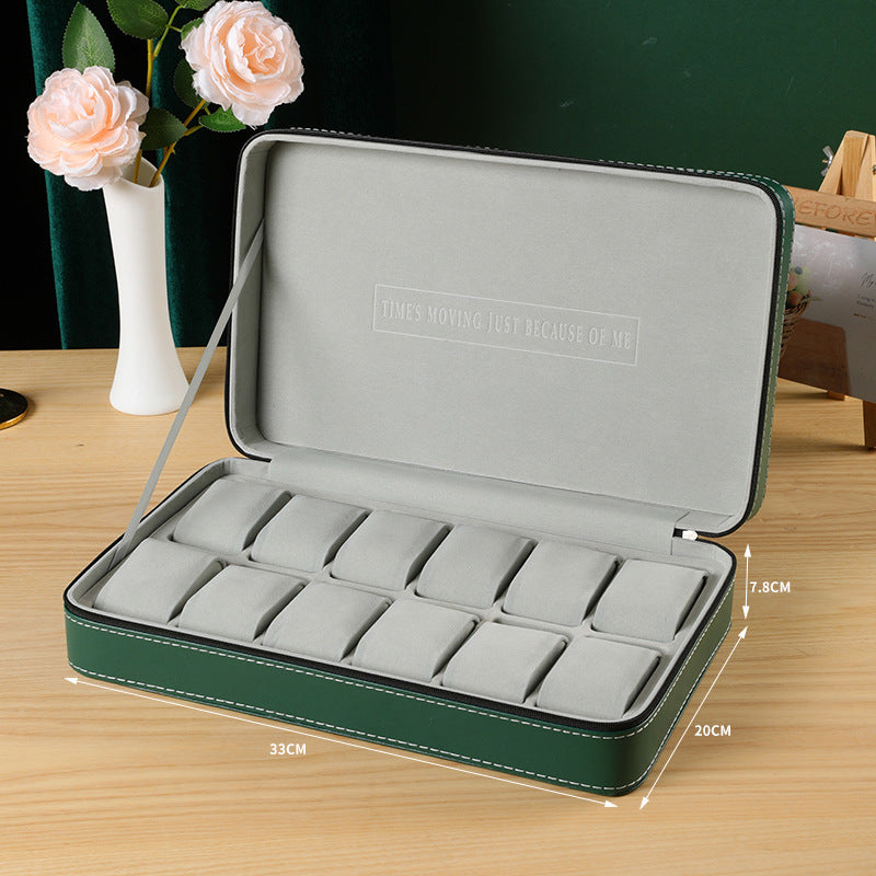 Green Zipper Watch Organizer Portable